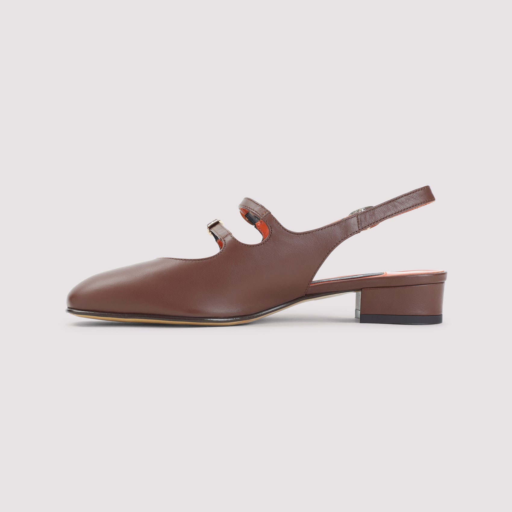Peche Calf Sling Back Pumps Brown Leather