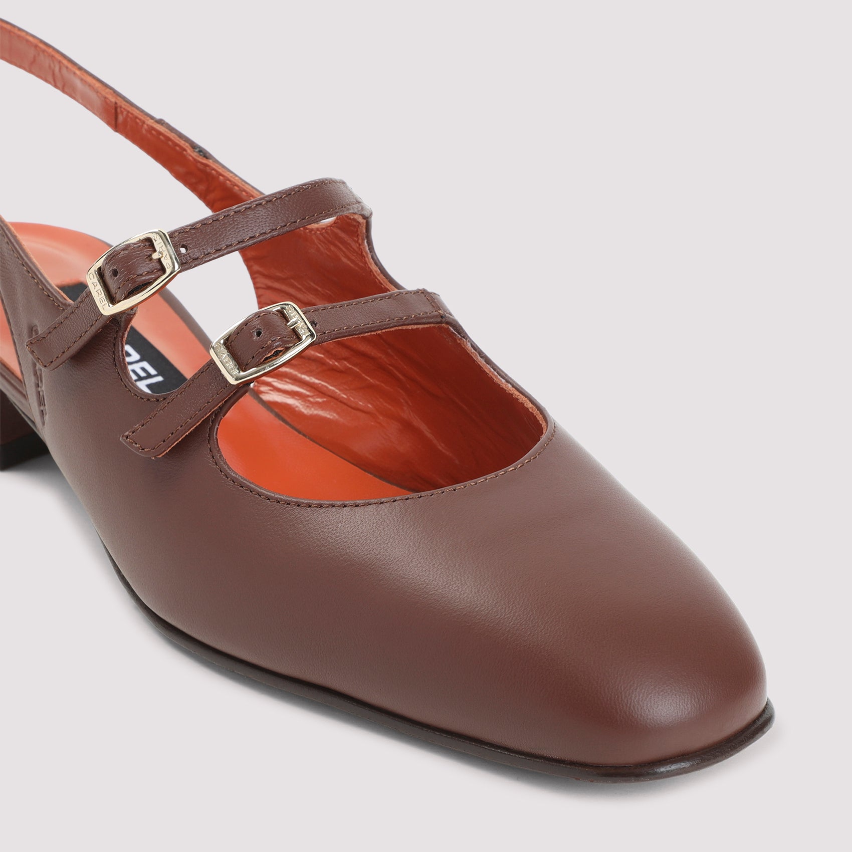 Peche Calf Sling Back Pumps Brown Leather