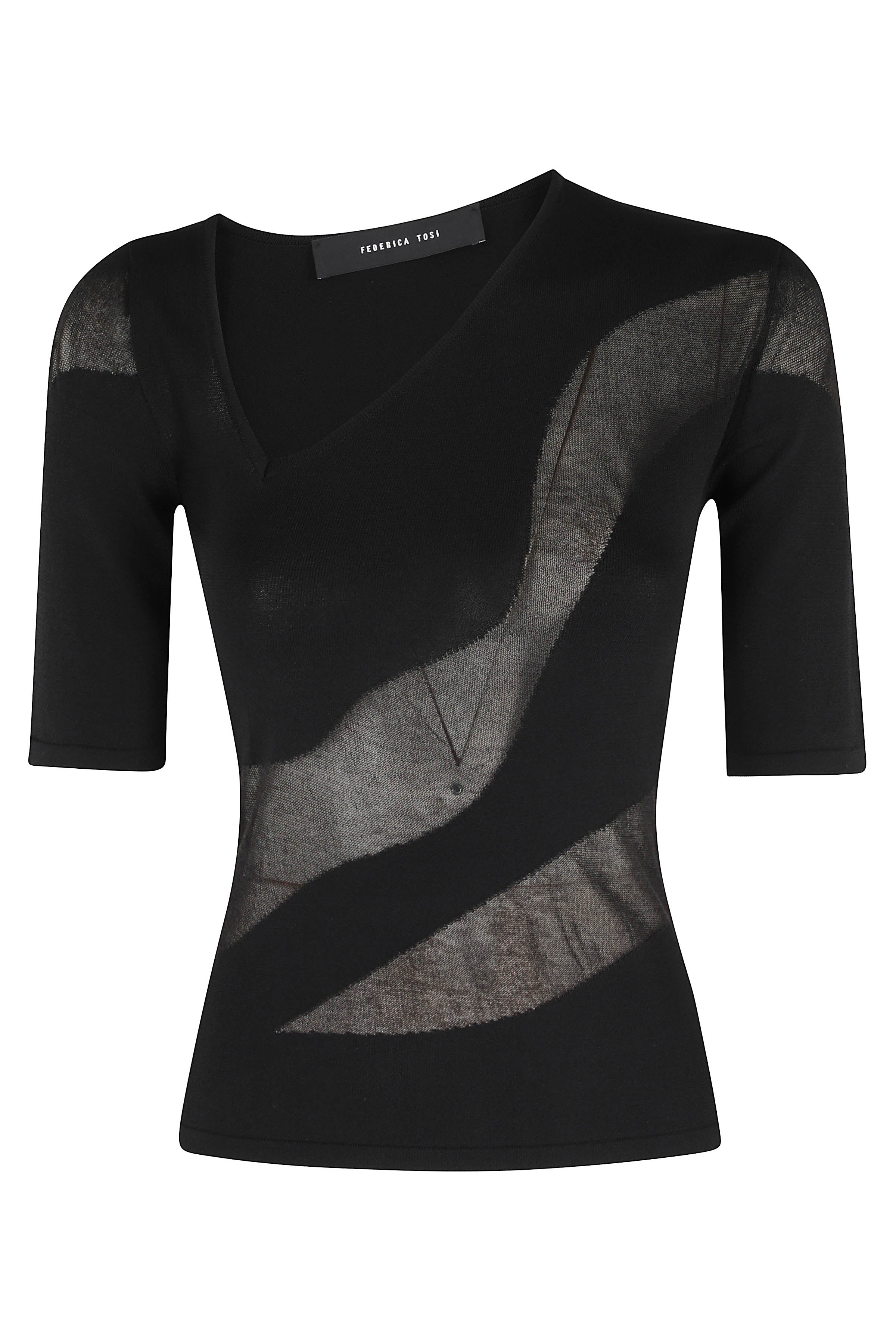 Maglia Scollo Asimmetrico Black Viscosa Poliammide Poliestere