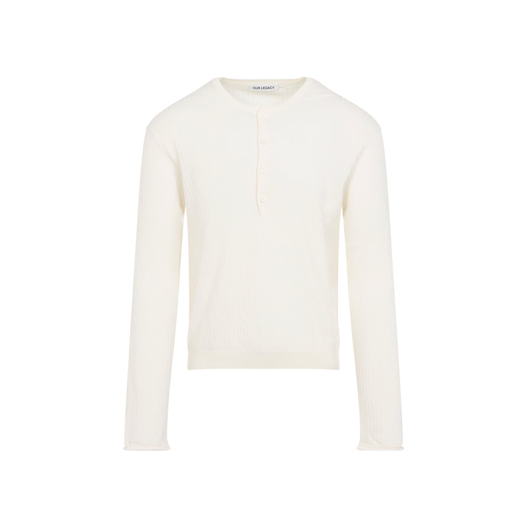 Fine Henley T-shirt White Superior Cotton Crepe Tshirt