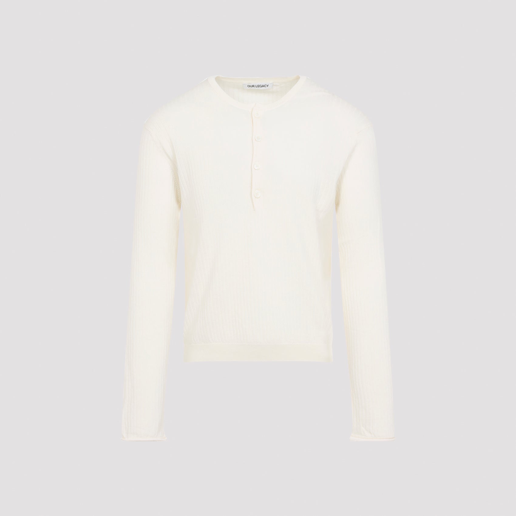 Fine Henley T-shirt White Superior Cotton Crepe Tshirt