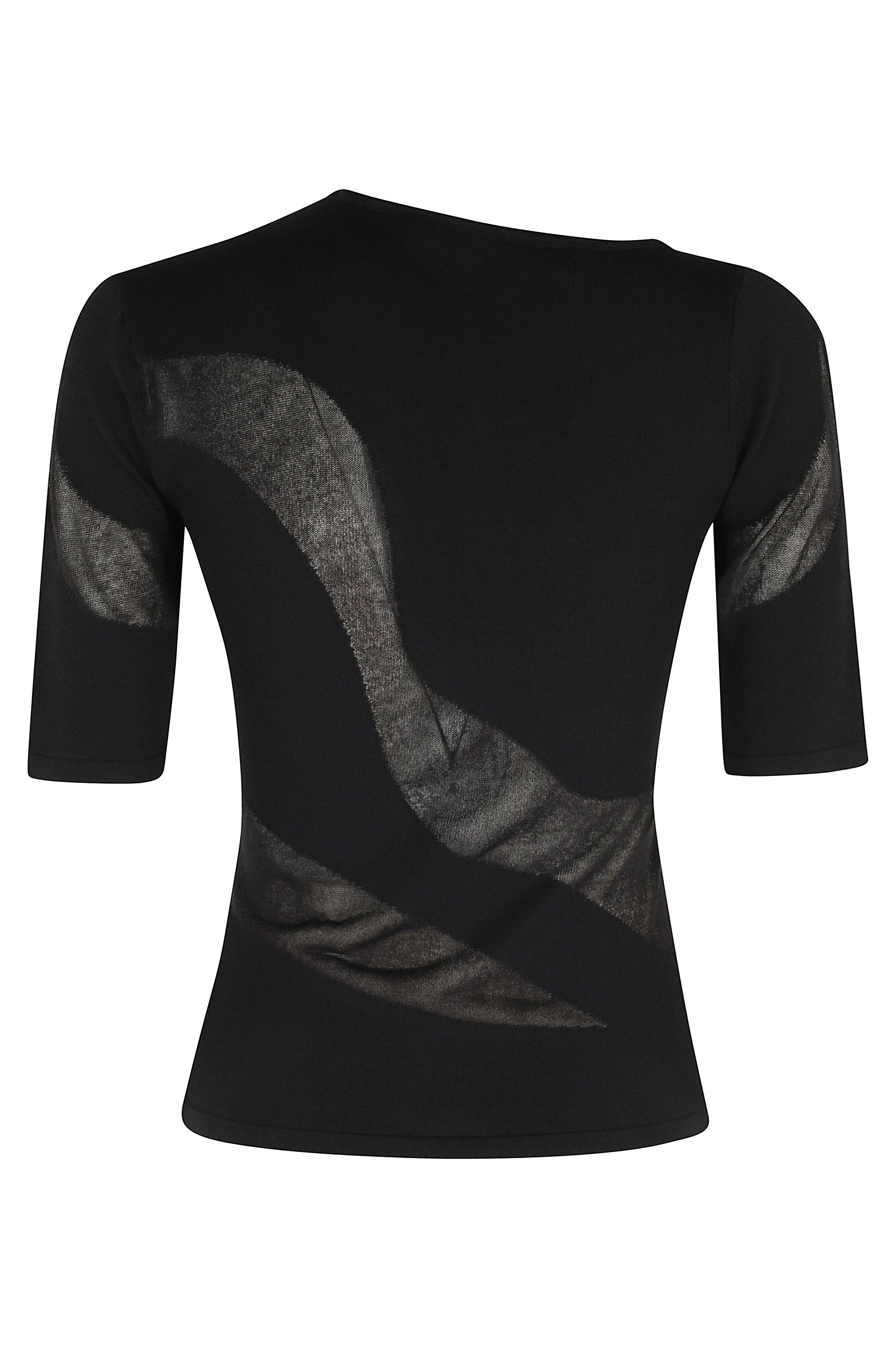 Maglia Scollo Asimmetrico Black Viscosa Poliammide Poliestere