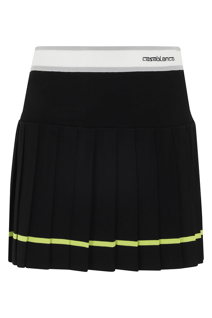 Striped Pleated Skirt Black Viscose Gonna