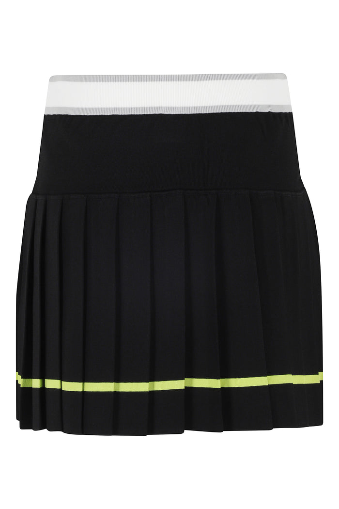 Striped Pleated Skirt Black Viscose Gonna