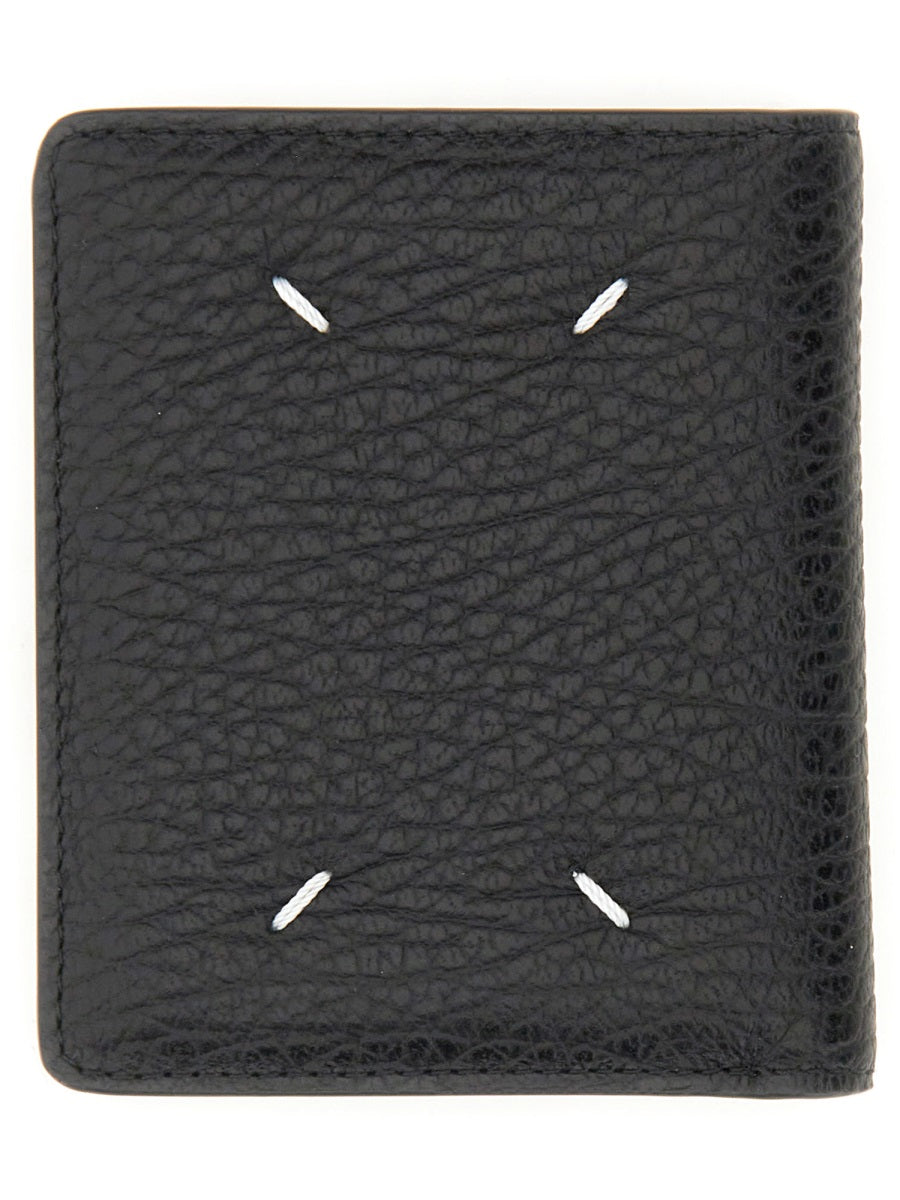 Compact Bifold Wallet Black Leather & Purses