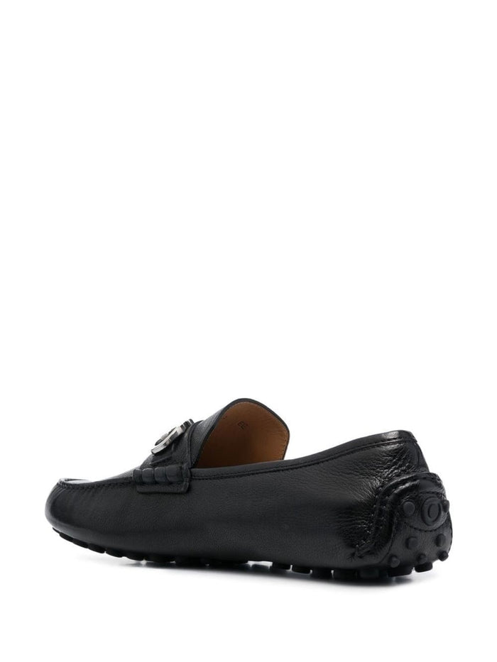 Ferragamo Flat Shoes Black Buffalo Skin