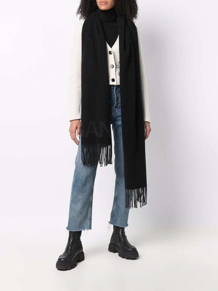 Ganni Scarfs Black Recycled Wool
