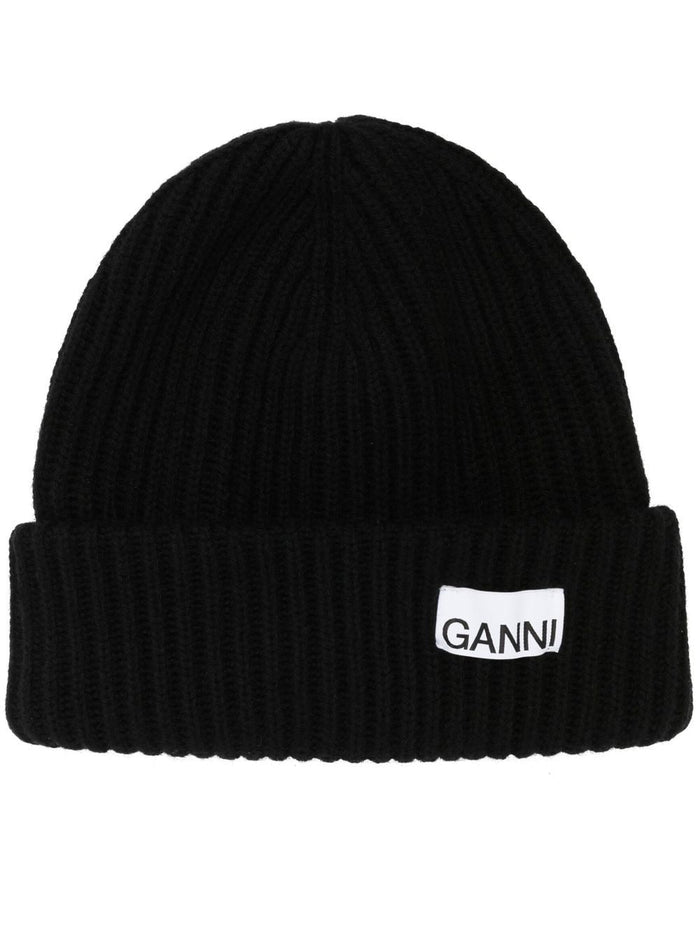 Ganni Hats Black Wool