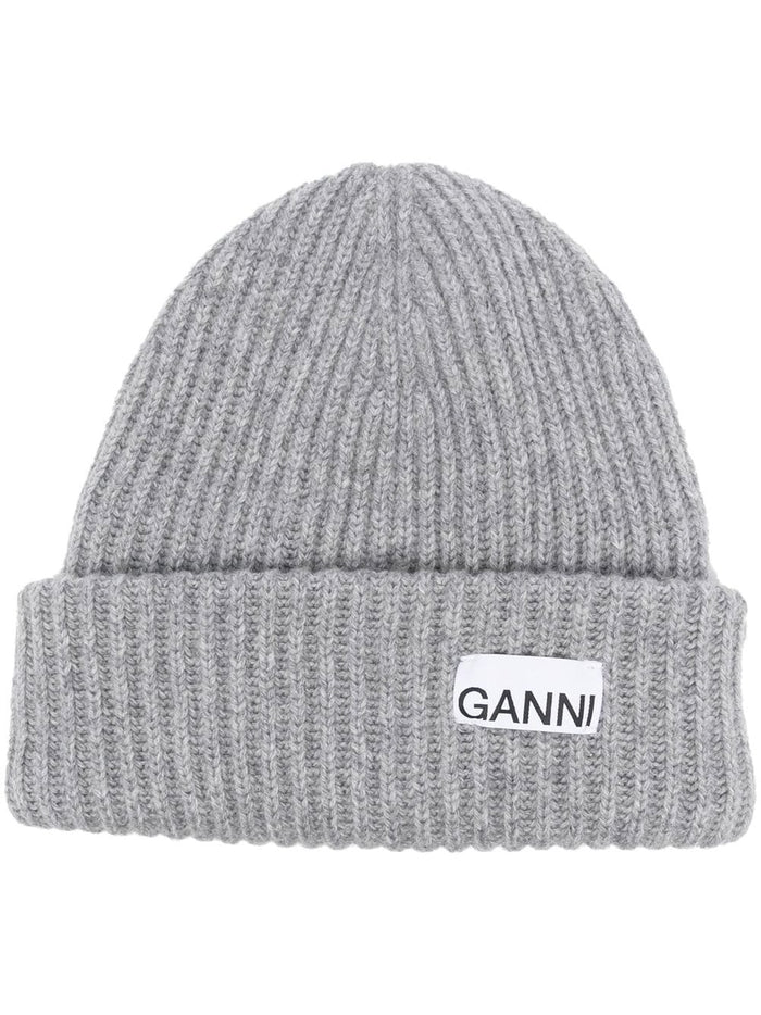 Ganni Hats Light Grey Wool
