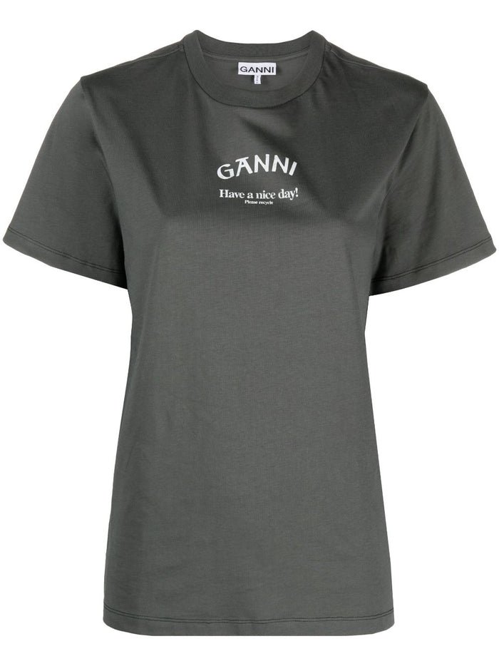 Ganni T-Shirts And Polos Grey Organic Cotton