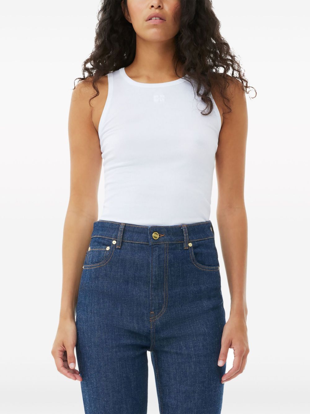 Ganni Top White Cotton