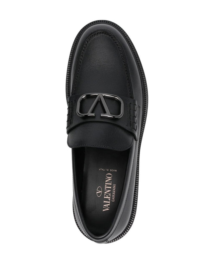 Valentino Garavani Flat Shoes Black Calf Leather