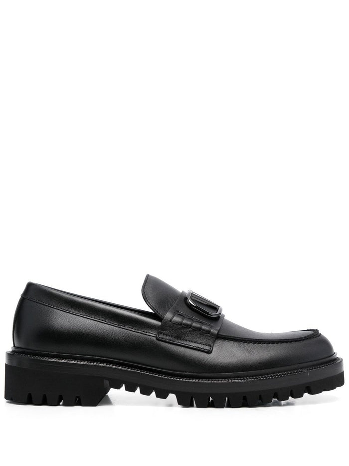 Valentino Garavani Flat Shoes Black Calf Leather