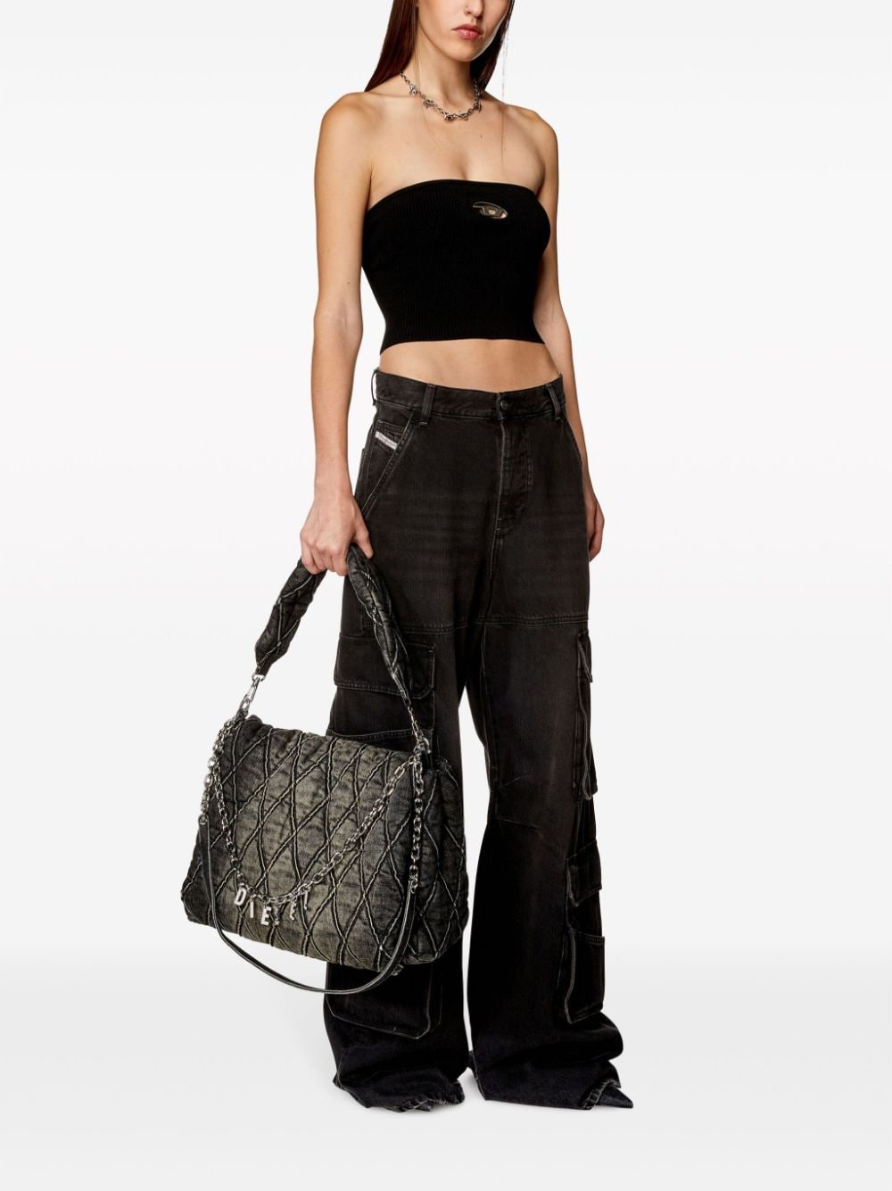 Diesel Top Black Viscose Polyester