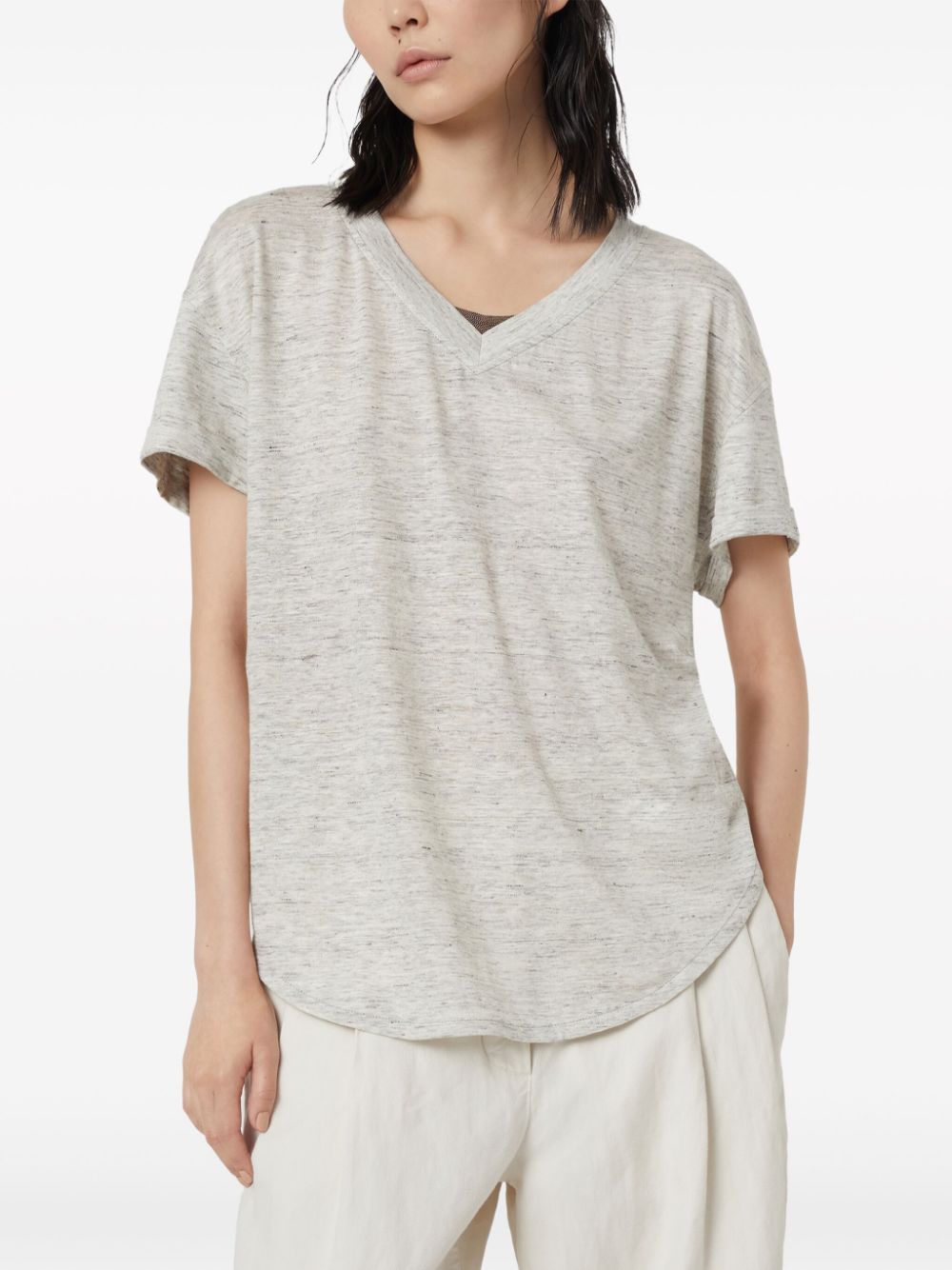 Brunello Cucinelli T-Shirts And Polos Grigio Chiaro Linen/flax