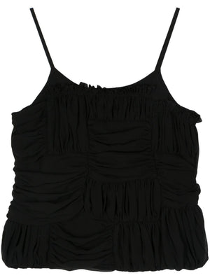 Comme Comme Ruffled Pleated Tank Top — Black