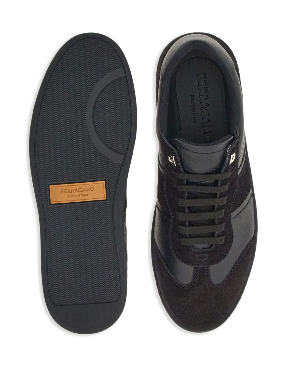 Ferragamo Sneakers Black Outside: Calf Lining: Fabric