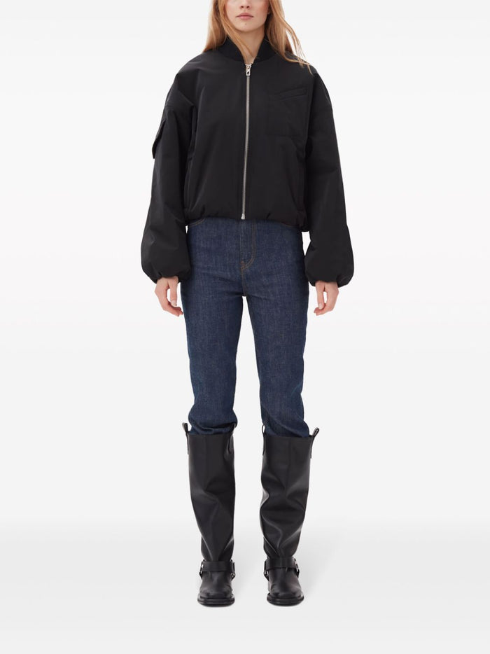 Ganni Coats Black Recycled Polyester