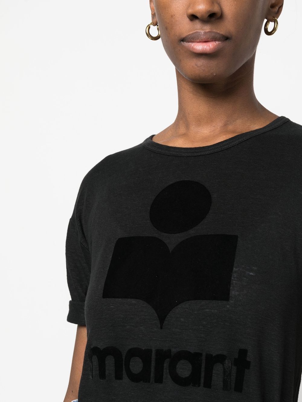 Marant Etoile T-Shirts And Polos Black Linen/flax