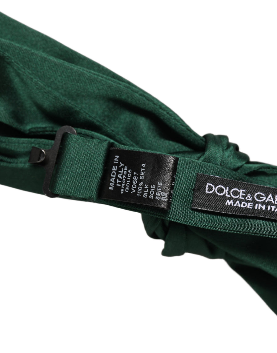 Dolce & Gabbana 100% Silk bow tie in green