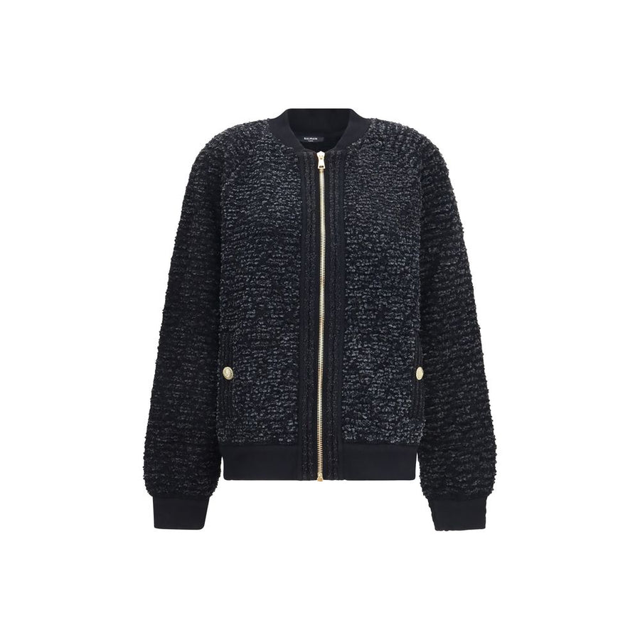 Balmain 28% Viscose bomber jacket in black