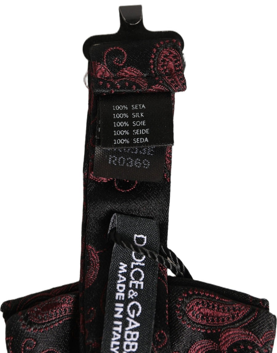 Dolce & Gabbana 100% Silk bow tie in burgundy