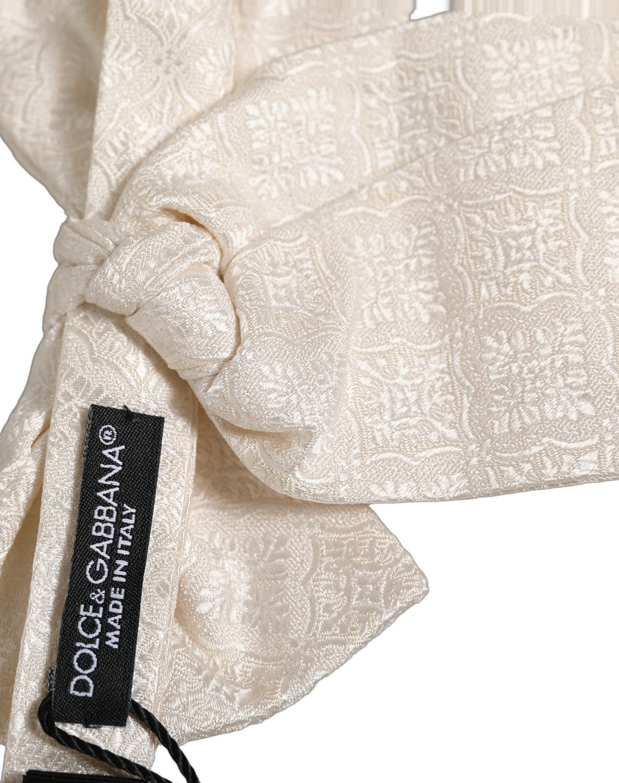Dolce & Gabbana 100% Silk bow tie in white