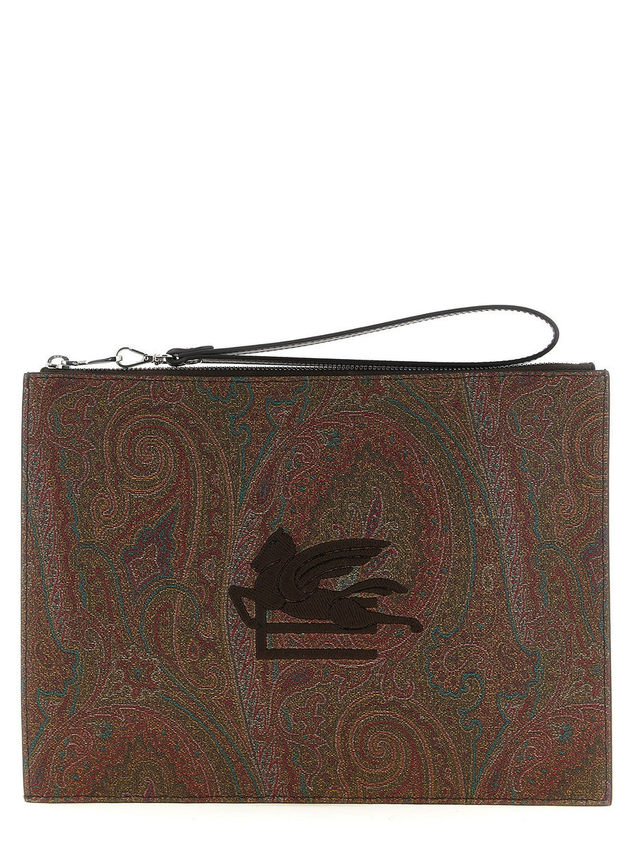 Etro 76% cotton clutch in brown