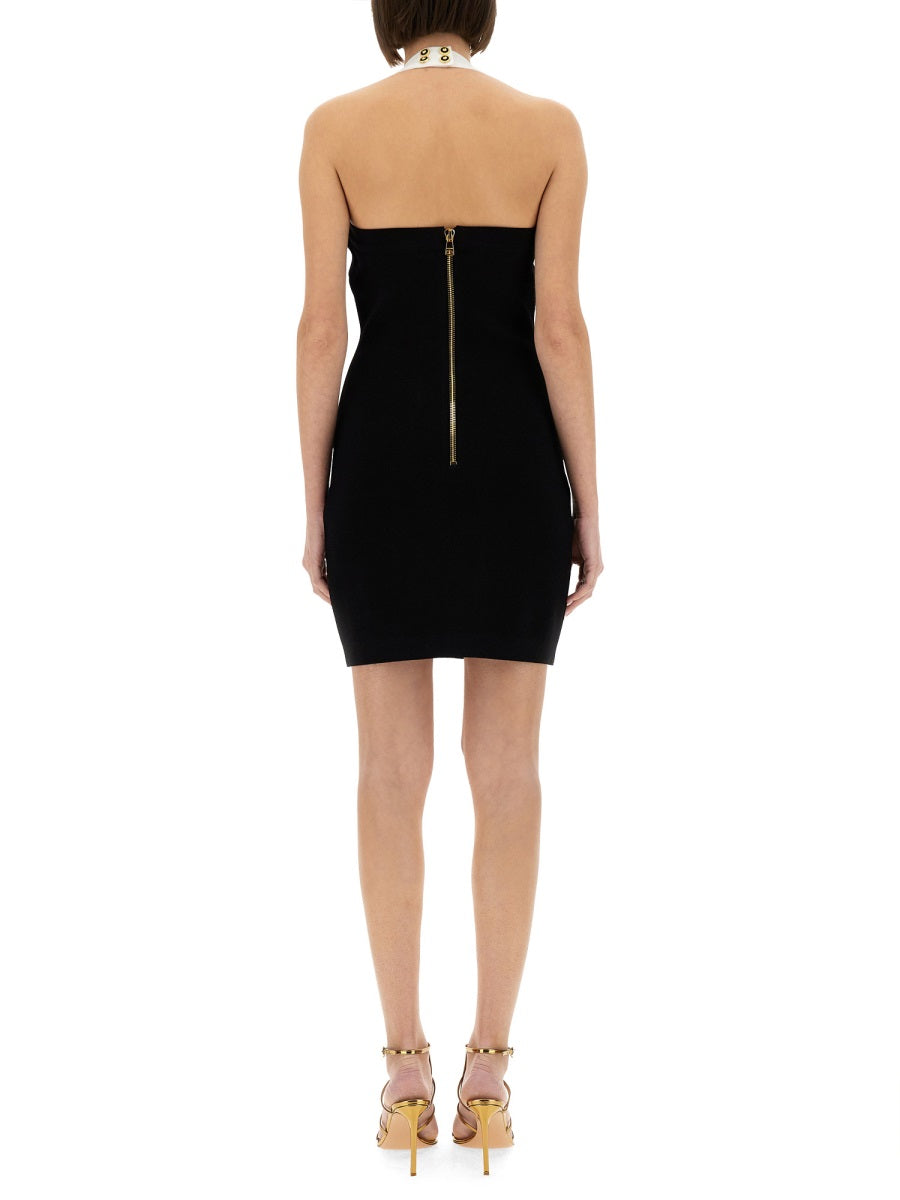 Two-Tone Dress With Open Back Black Viscose