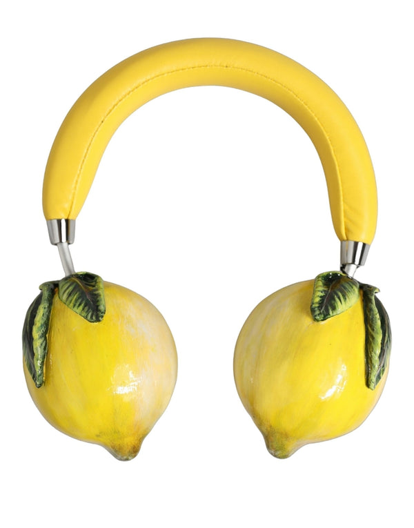 Yellow Vibrant Lemon Leather Headset Headphones Accessory