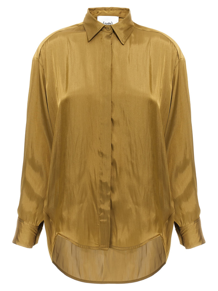 Satin shirt Gold Polyester Shirt, Blouse