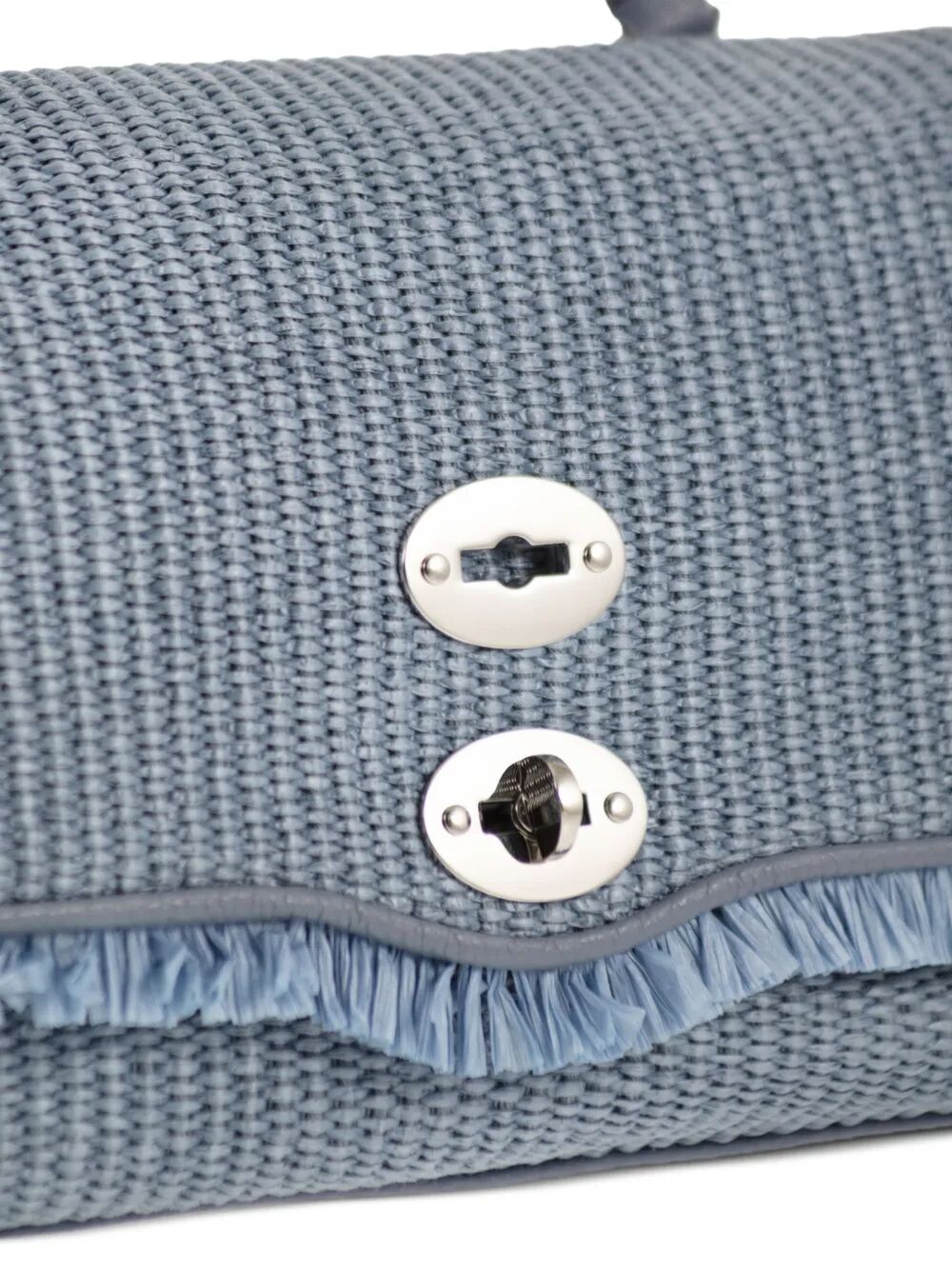 Postina Vimini Con Frangia Blue Adriatico Raffia | Rafia + Leather Bag