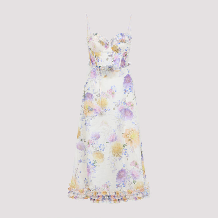 Luna Riffle Midi Dress Nude & Neutrals Linen Silk