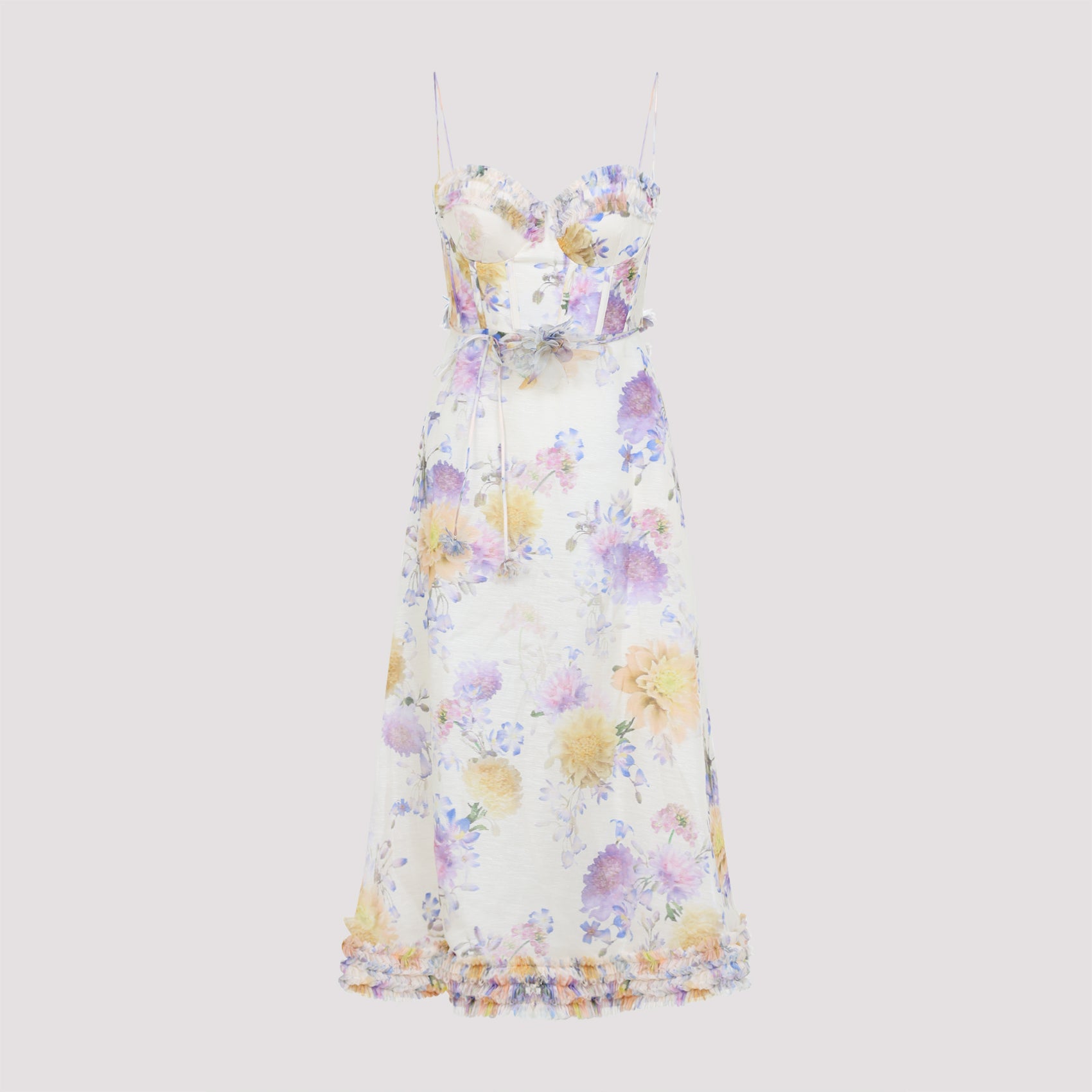 Luna Riffle Midi Dress Nude & Neutrals Linen Silk