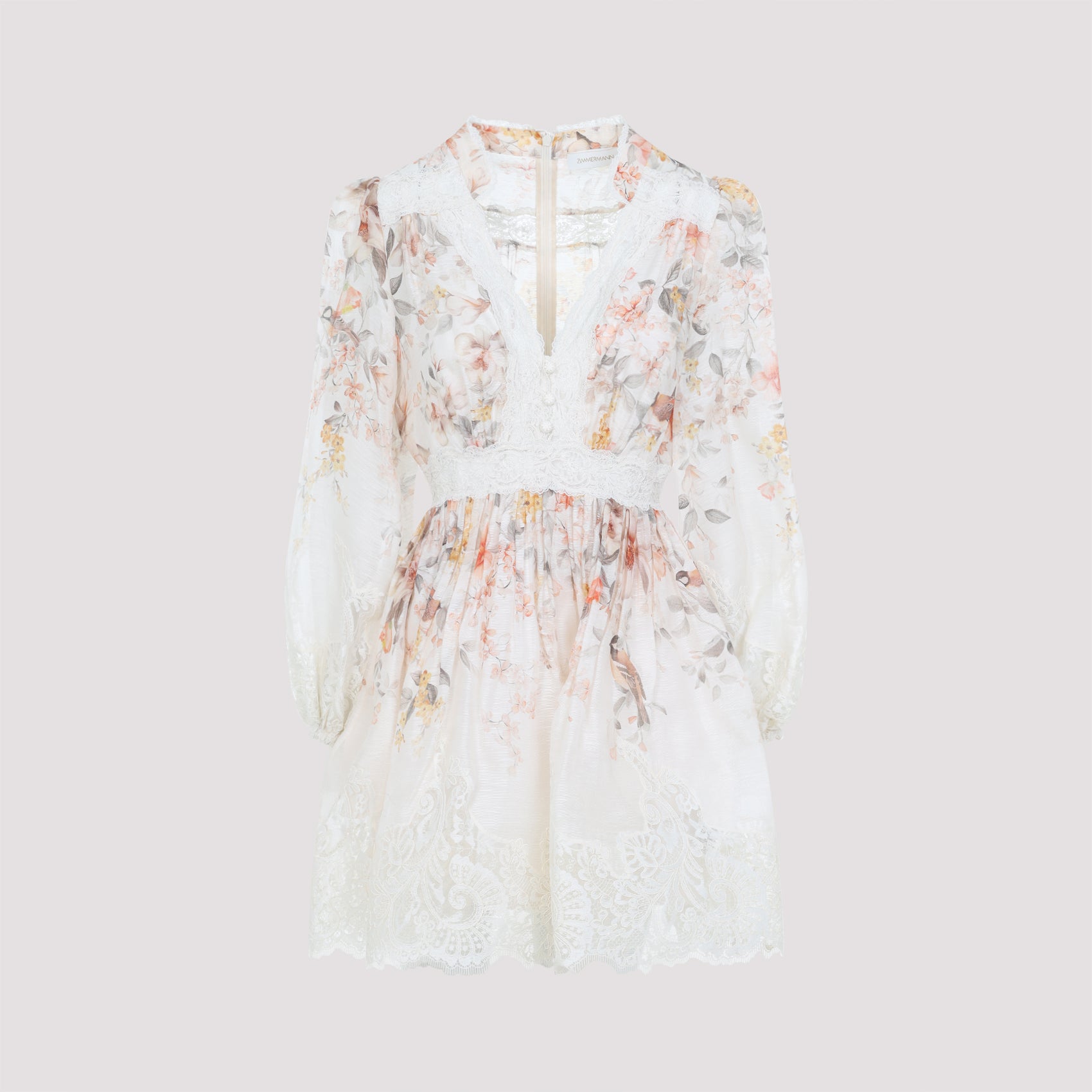 Luca Lace Lantern Dress Nude & Neutrals Linen Silk