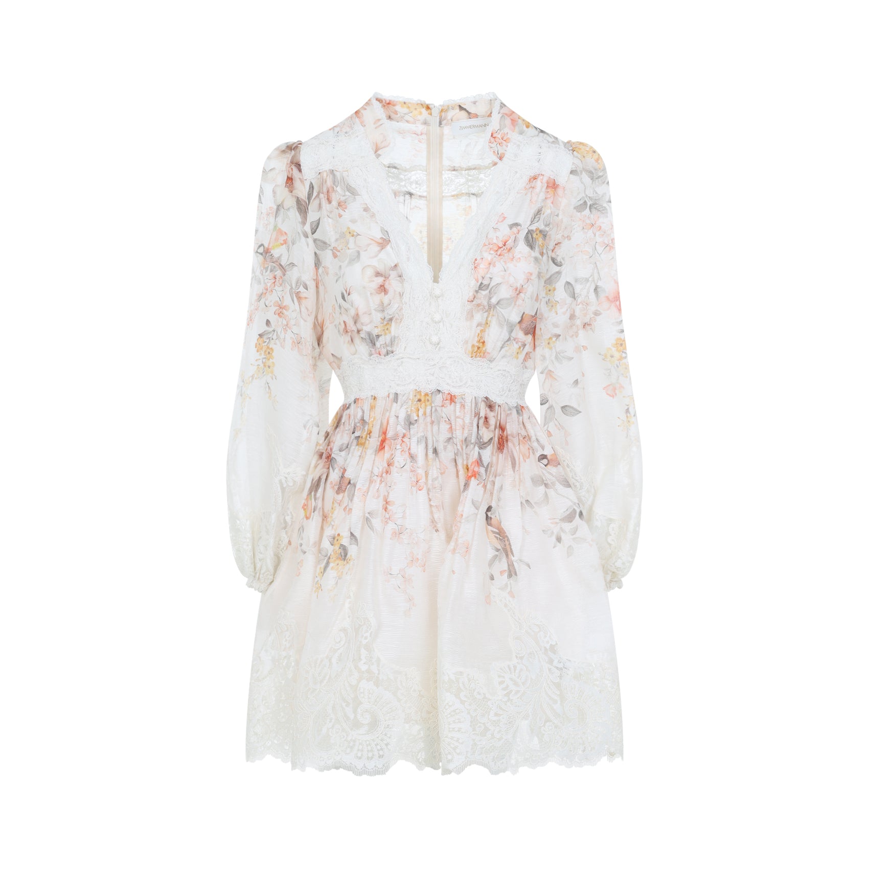Luca Lace Lantern Dress Nude & Neutrals Linen Silk