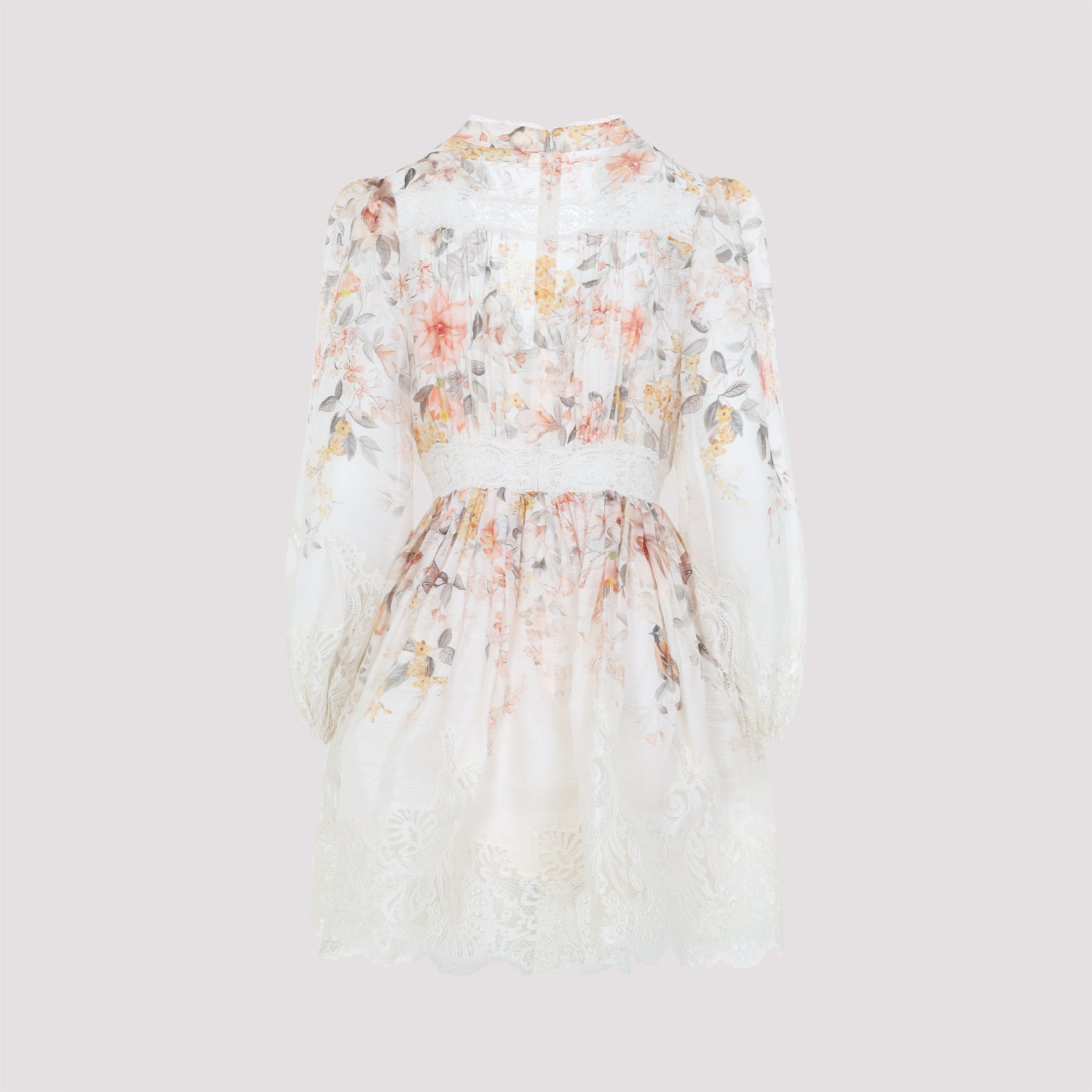 Luca Lace Lantern Dress Nude & Neutrals Linen Silk