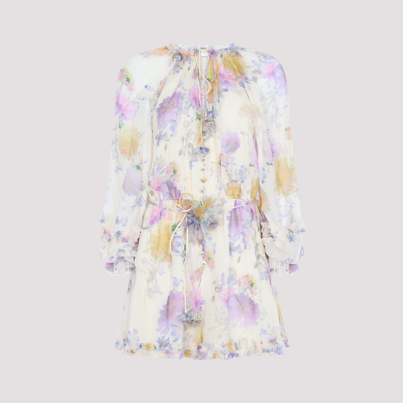Luna Ruffle Playsuit Nude & Neutrals Viscose Dress