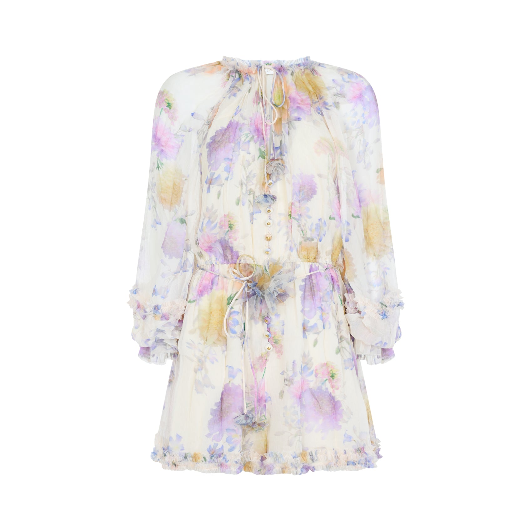 Luna Ruffle Playsuit Nude & Neutrals Viscose Dress