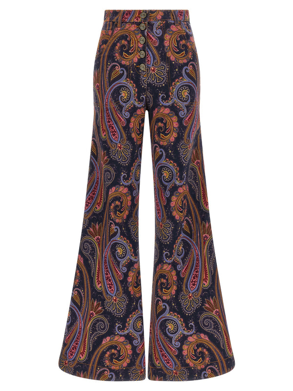 Multicolor Cotton Flared Jeans Clothing