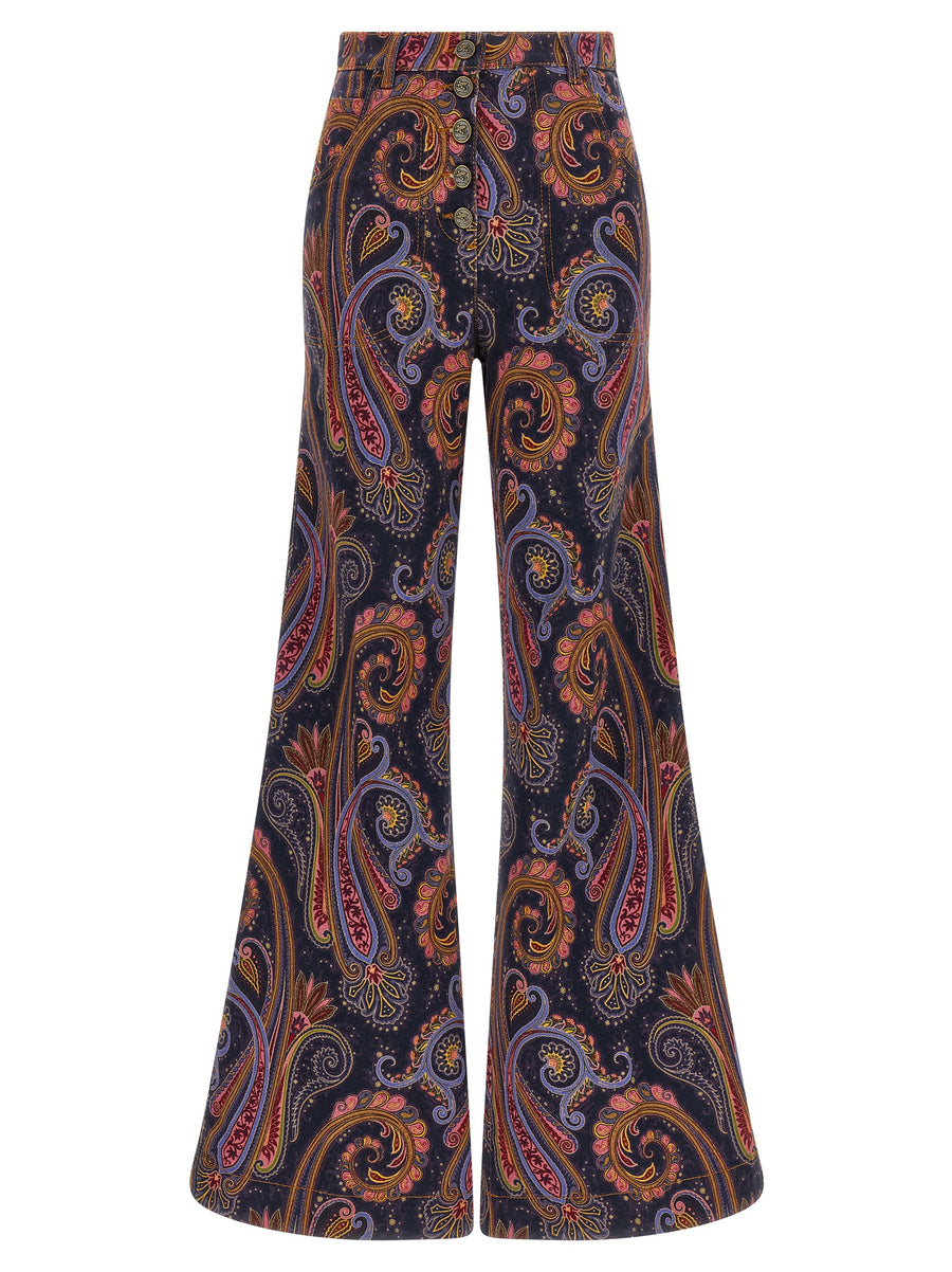 Multicolor Cotton Flared Jeans Clothing