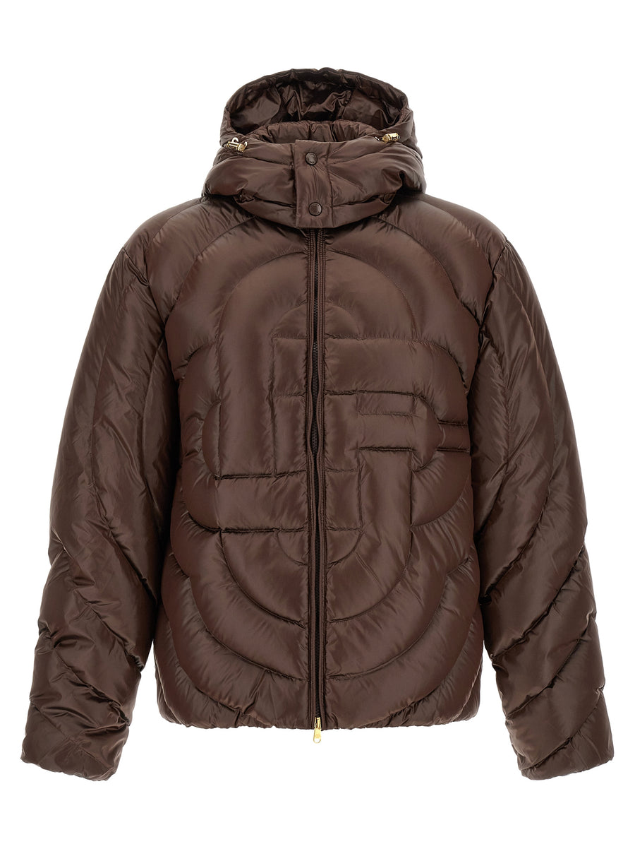 Brown Polyamide Full-Length Jacket Clothing