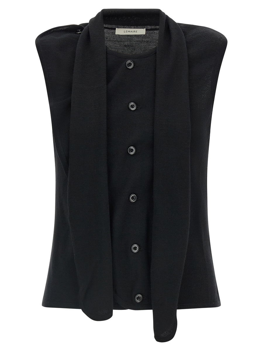 Black Wool Sleeveless Jacket Clothing