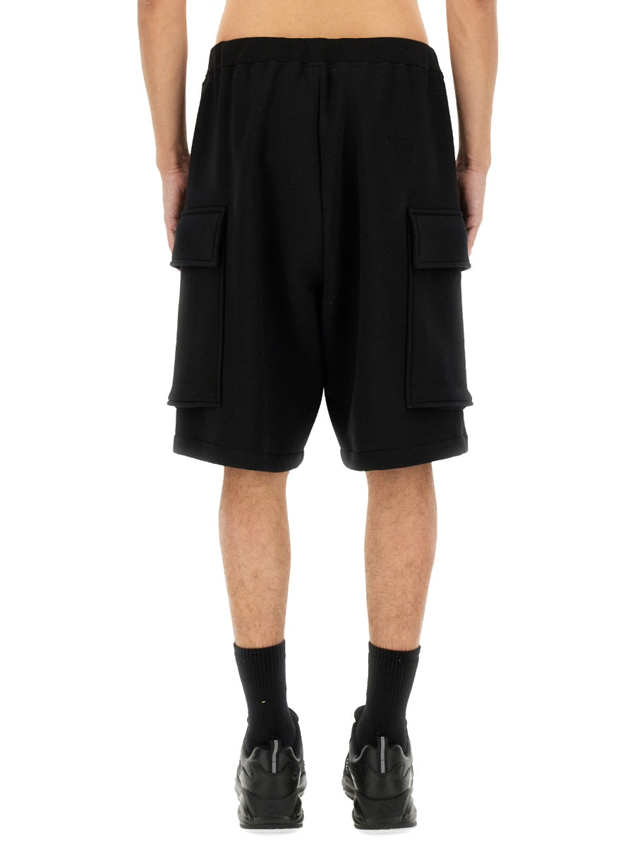 Cargo Bermuda Shorts Black Cotton Polyester