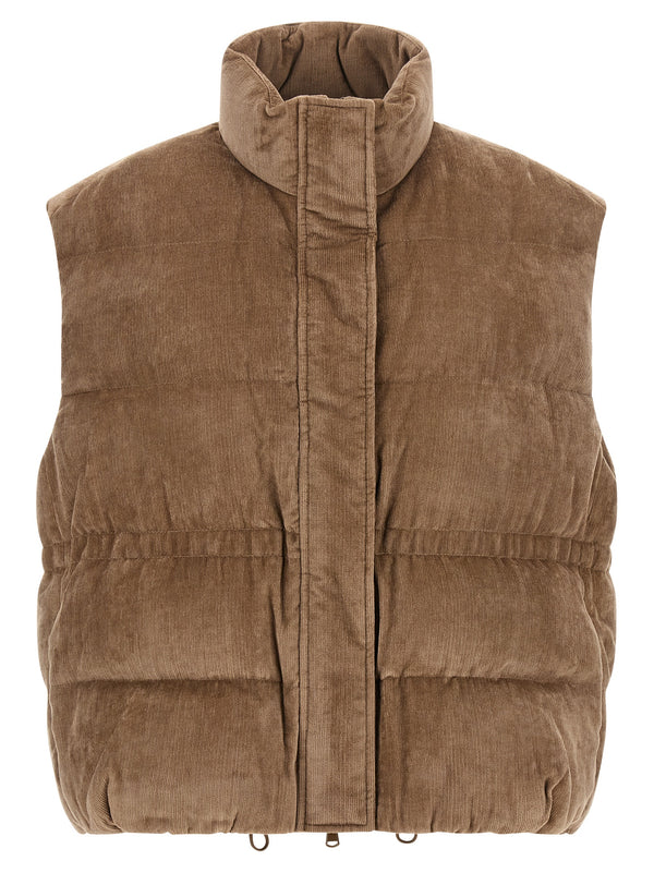 Beige Viscose Sleeveless Jacket Clothing
