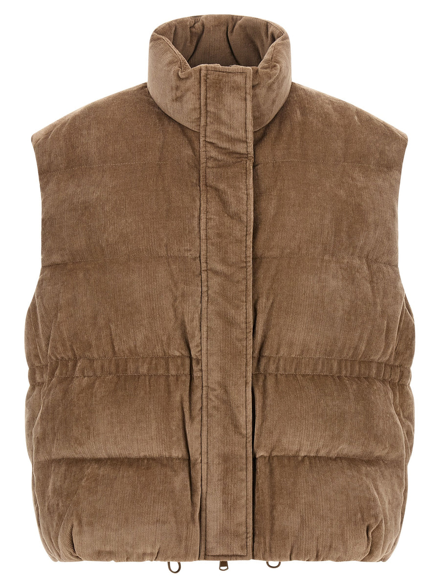 Beige Viscose Sleeveless Jacket Clothing