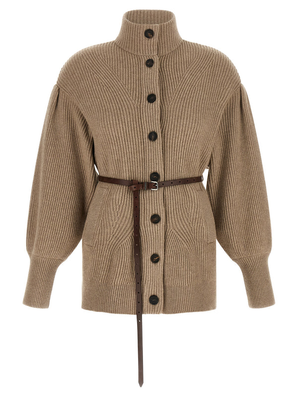 Beige Virgin Wool Cardigan Clothing