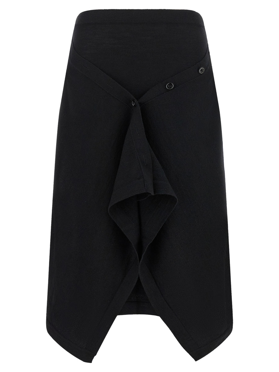 Black Wool Midi Skirt