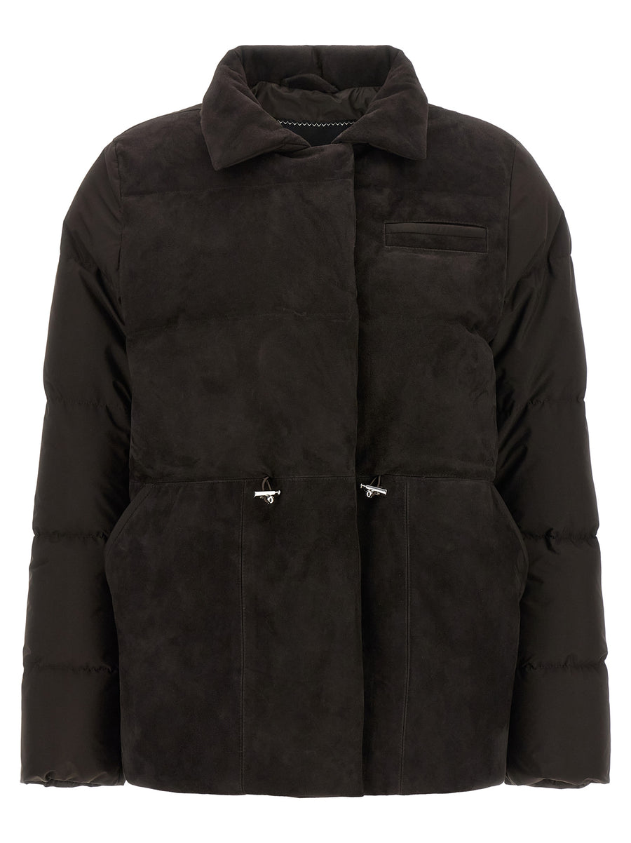 Brown Polyamide Full-Length Jacket Clothing