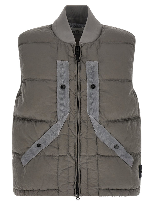 Gray Polyamide Sleeveless Jacket Clothing